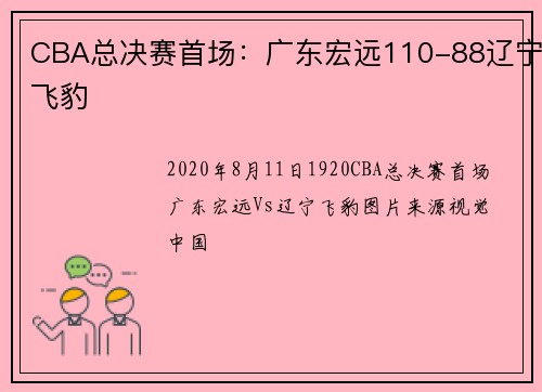 CBA总决赛首场:广东宏远110-88辽宁飞豹